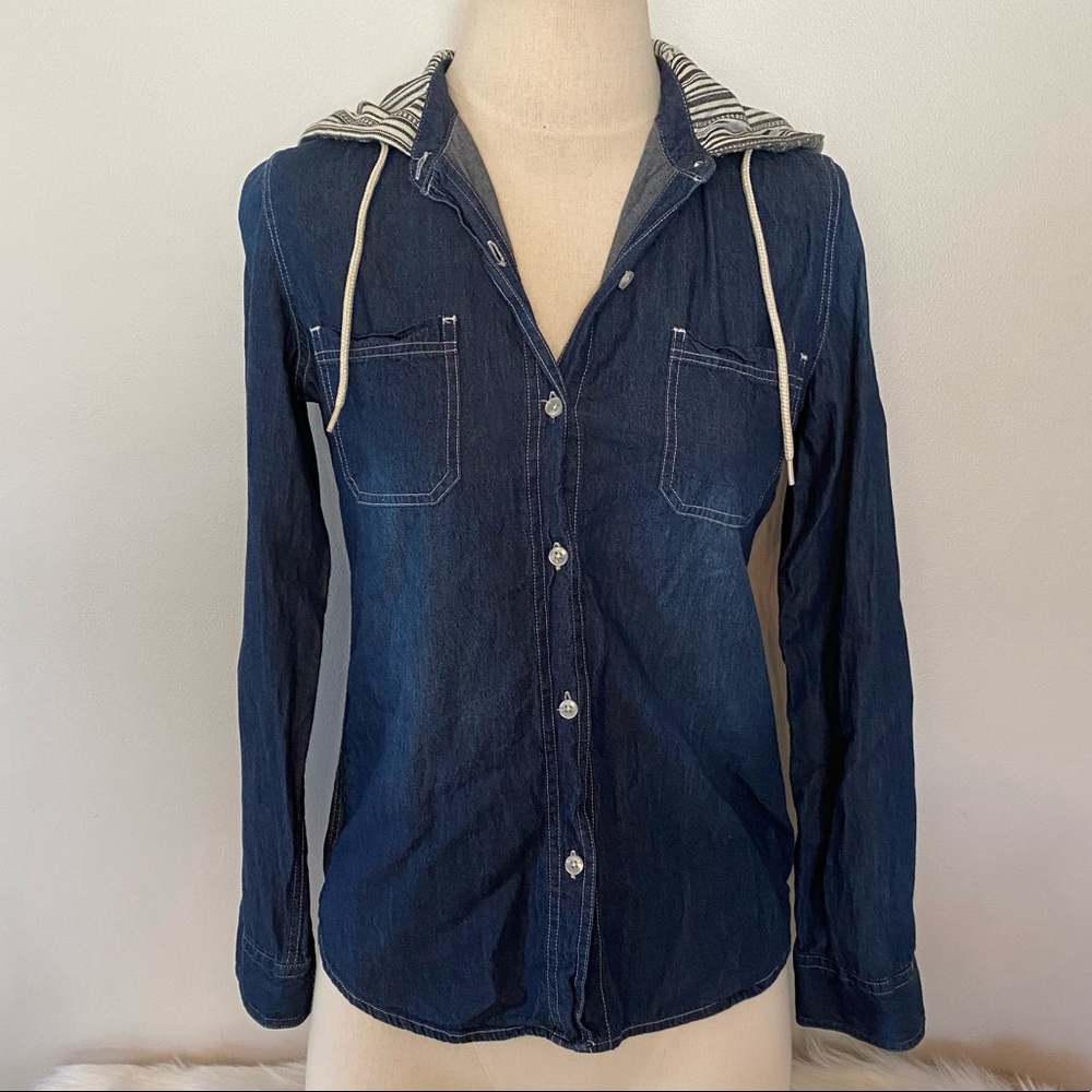 Aztec Hooded Button-Down Shirt